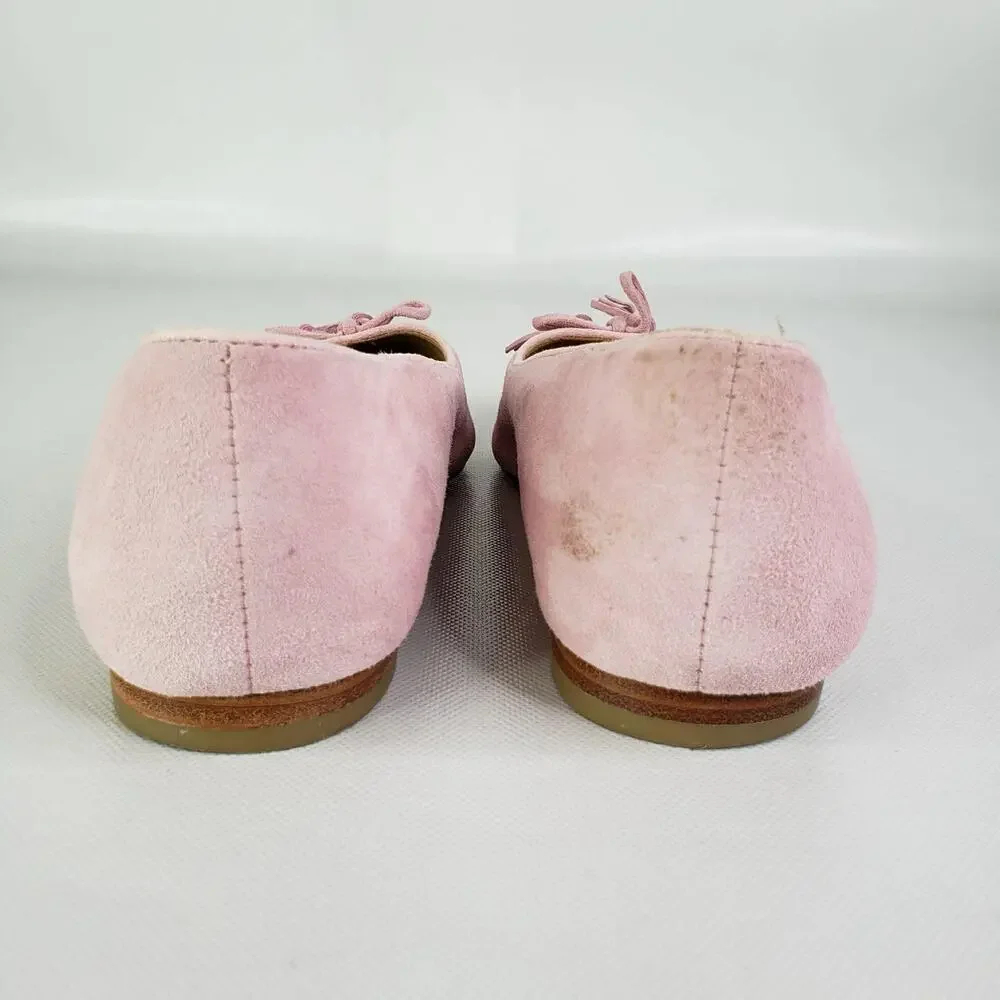 Talbots Flats Ballet Poppy Bow Suede Pink Slip On Women’s Size 8